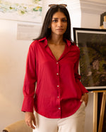 Red silk shirt