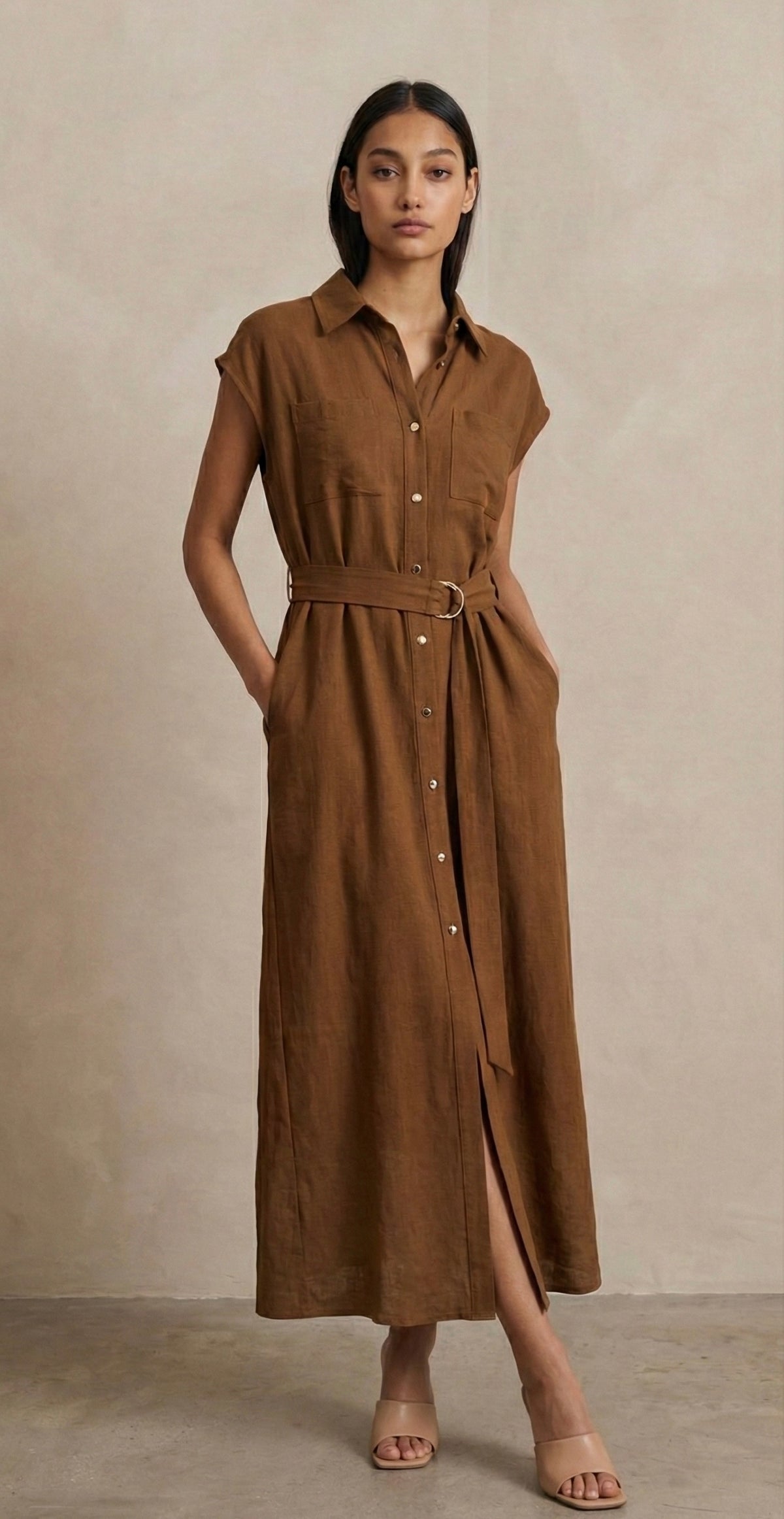 cinnamon button dress