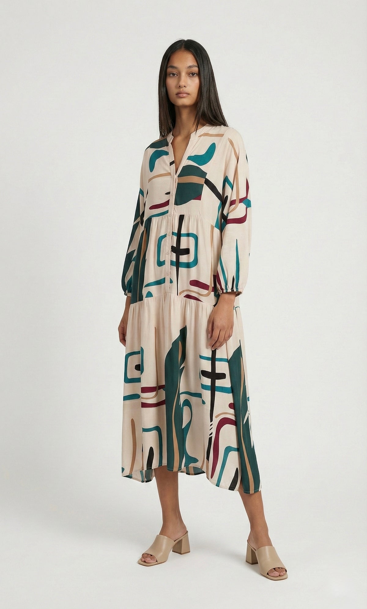 Colorful green line dress
