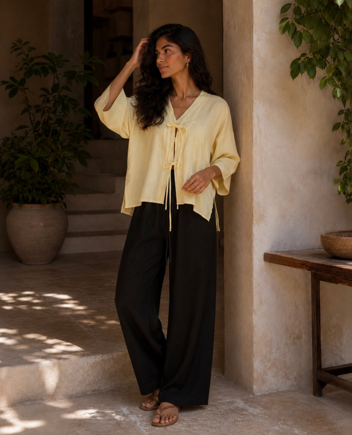 Linen yellow top