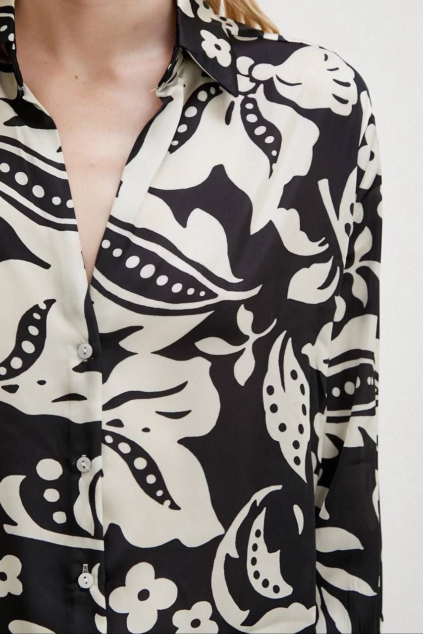 black&white flower shirt