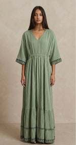 green emroidery dress