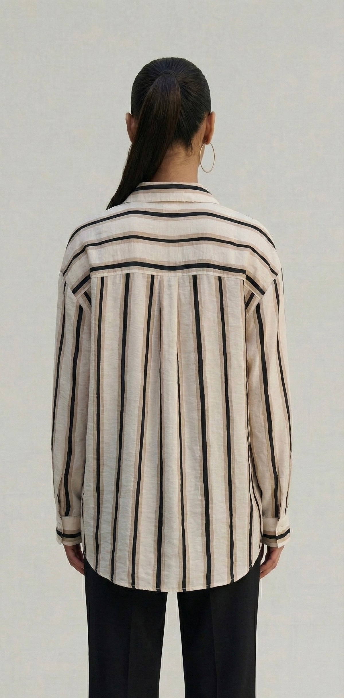 cream black line shirt