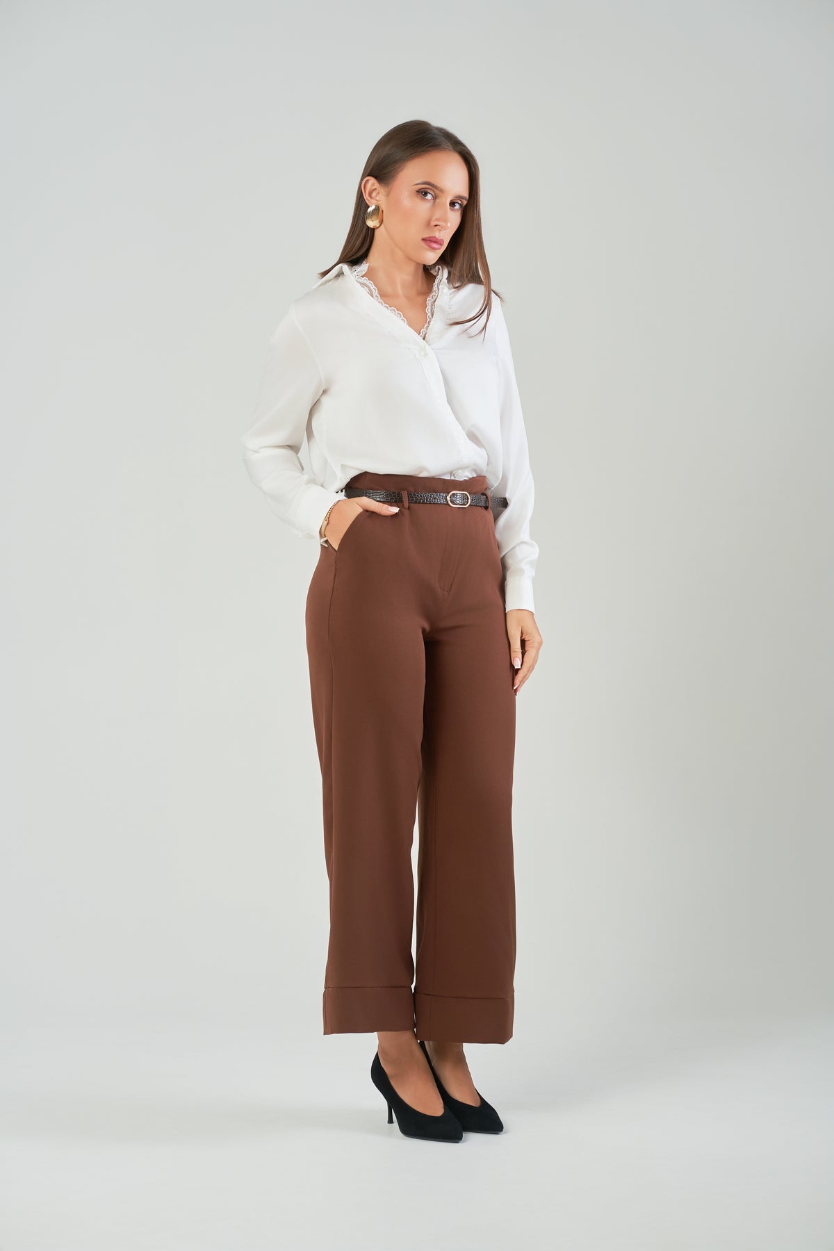 Milano brown belted pant