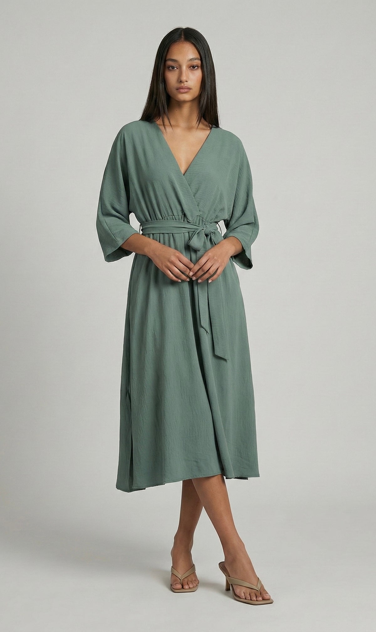 baggy sleeve midi dress
