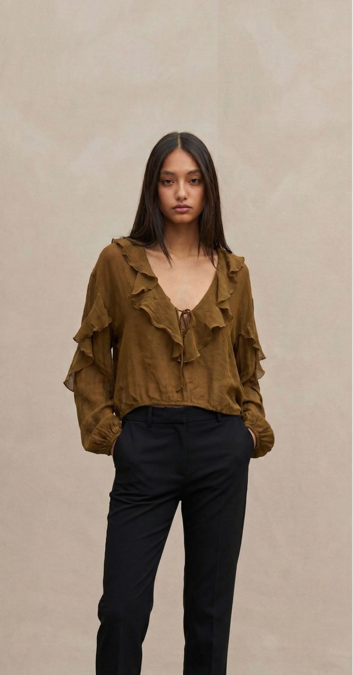 cotton brown blouse