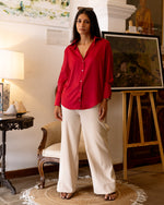 Red silk shirt