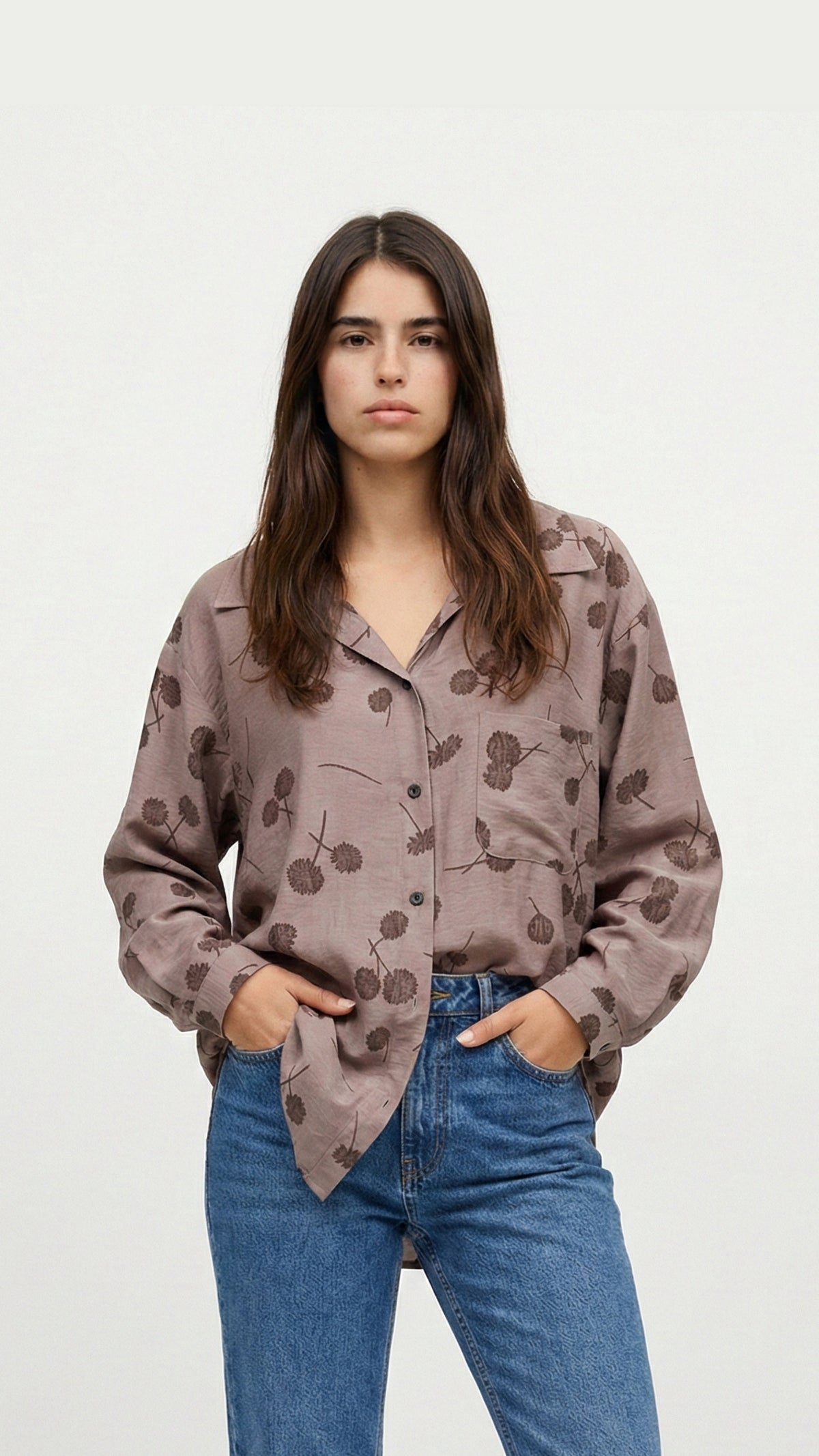 brown flowers shirt