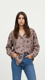 brown flowers shirt