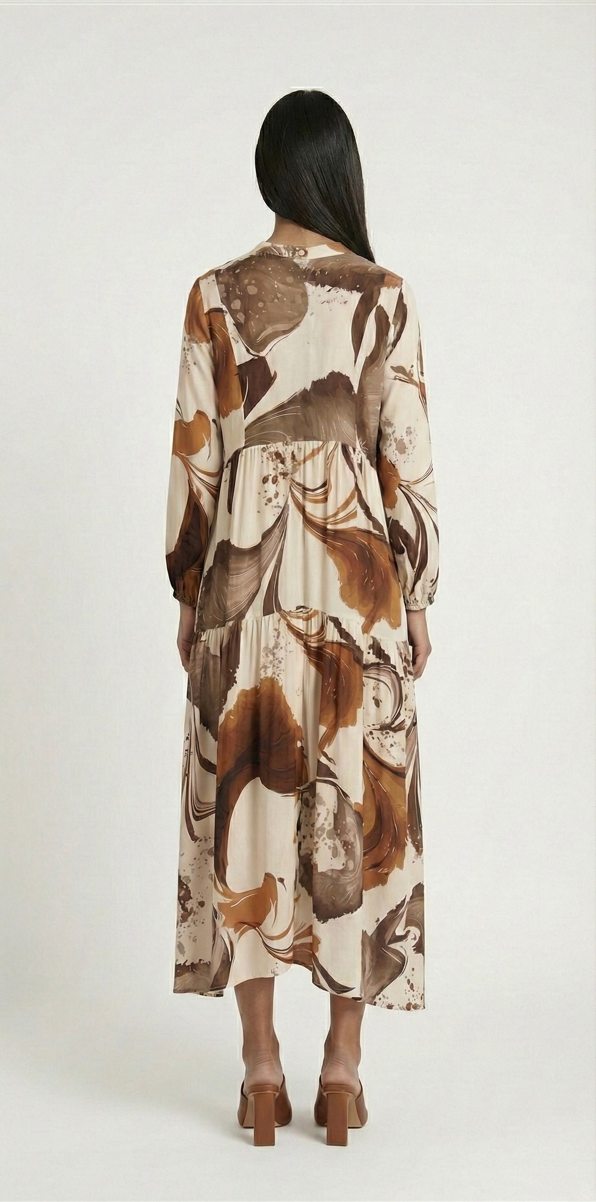 colorful brown dress