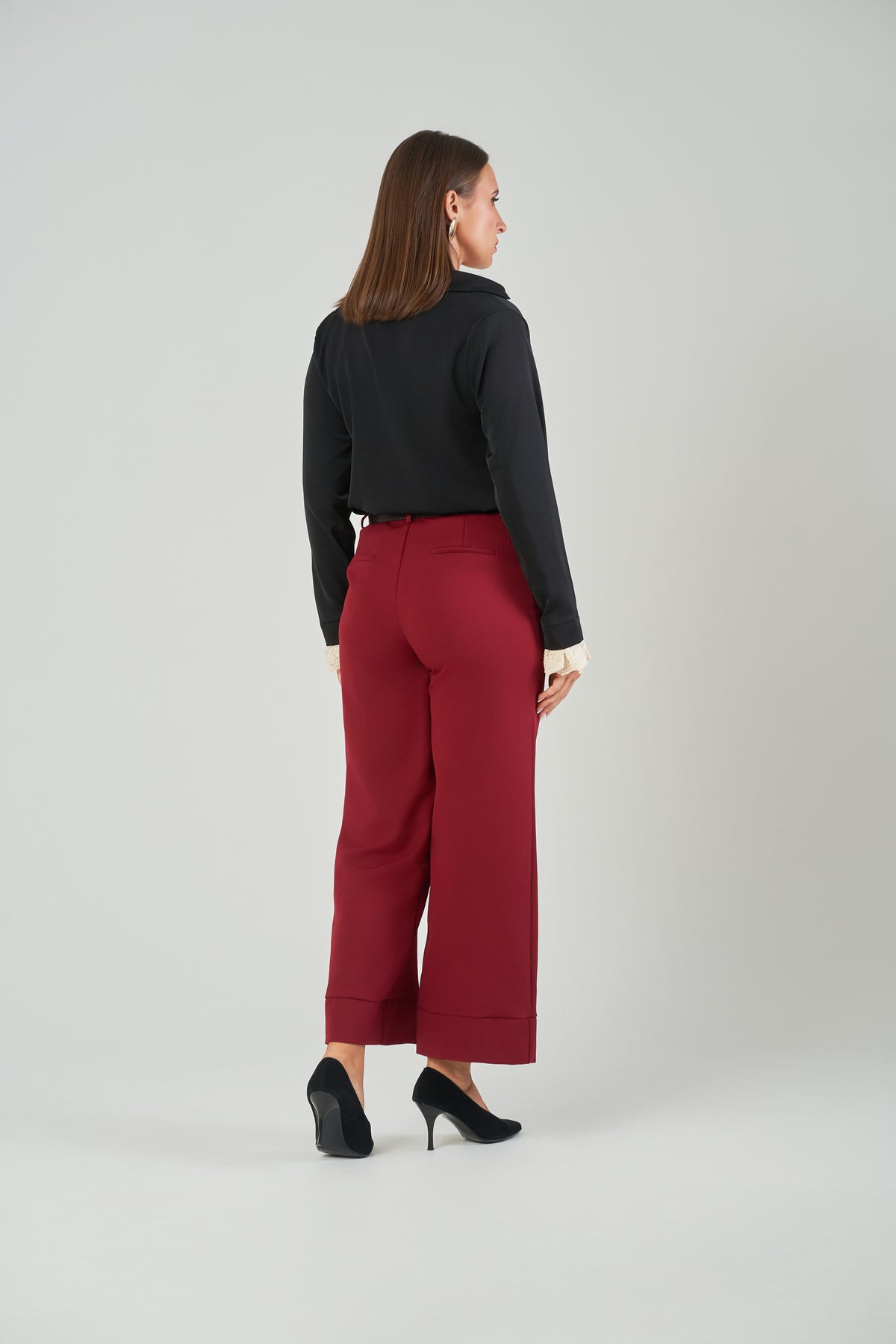 Milano burgundy belted pant