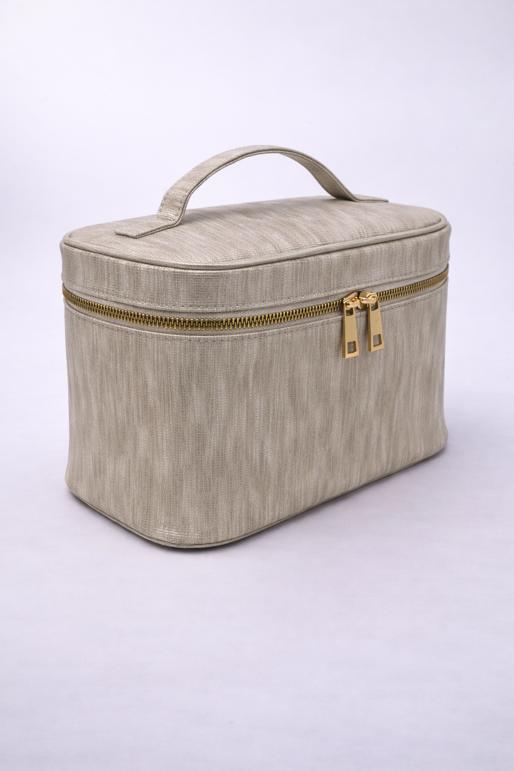 Beige make up & travel cosmetic bag