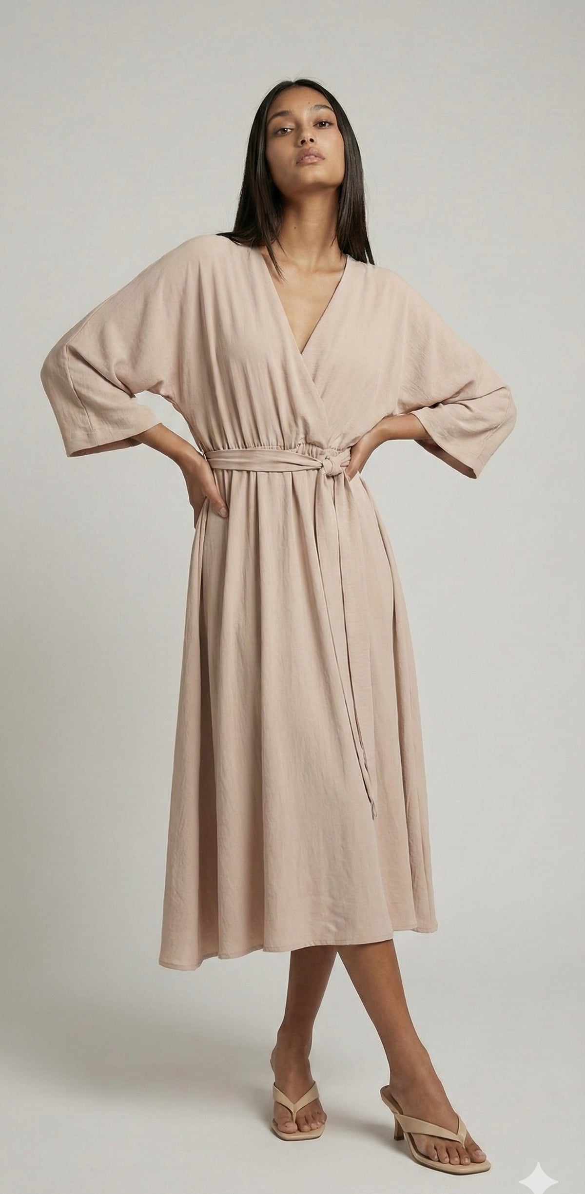 baggy sleeve midi dress