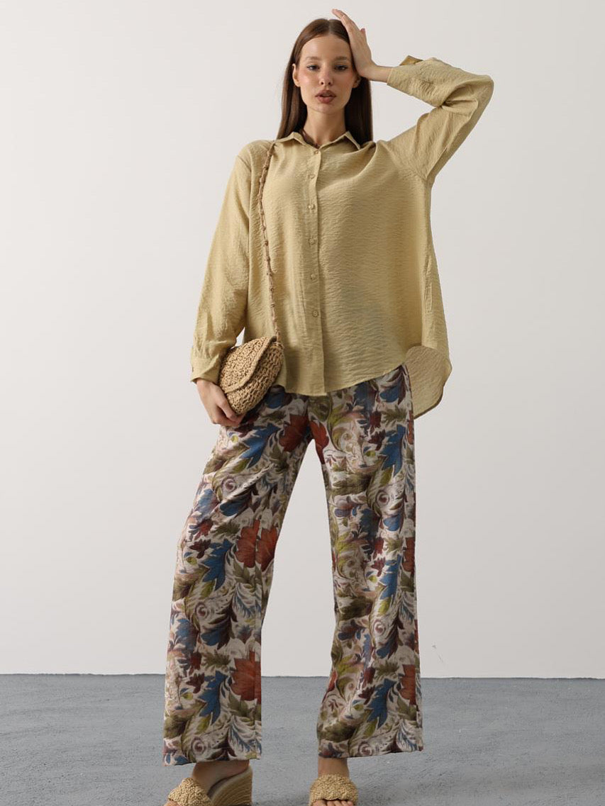 flower trouser yellow set