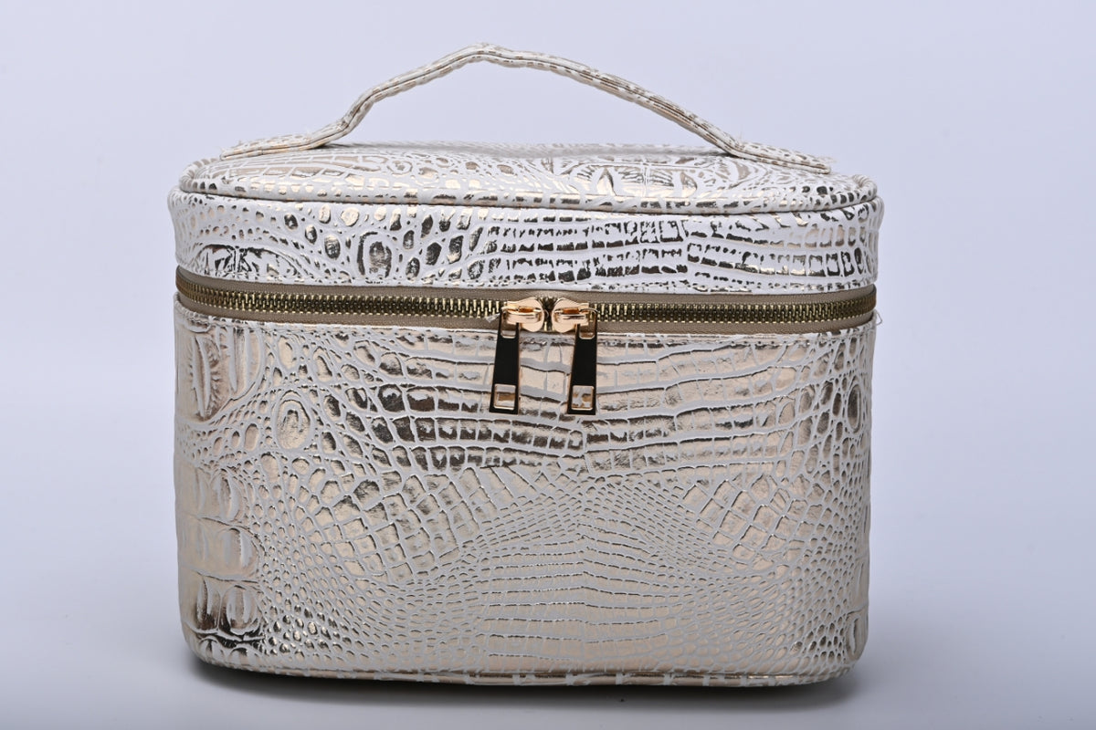 Shiny Leather make up & travel cosmetics bag