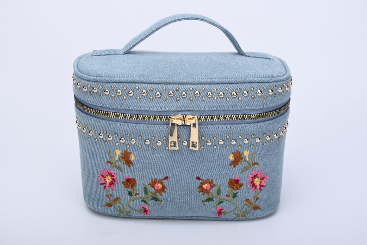 Embroidery makeup & travel cosmetics bag