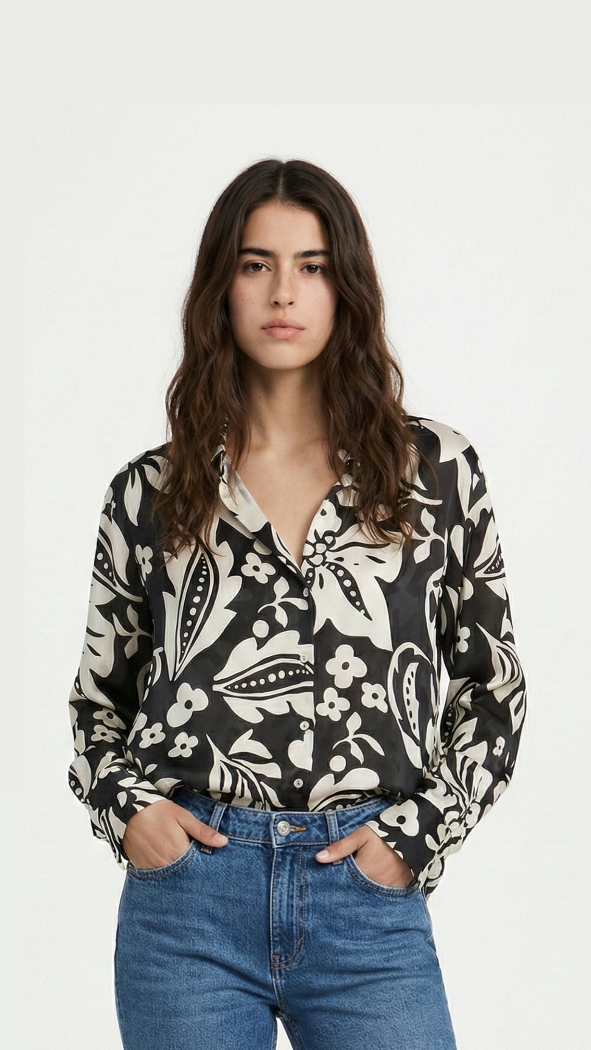 black&white flower shirt