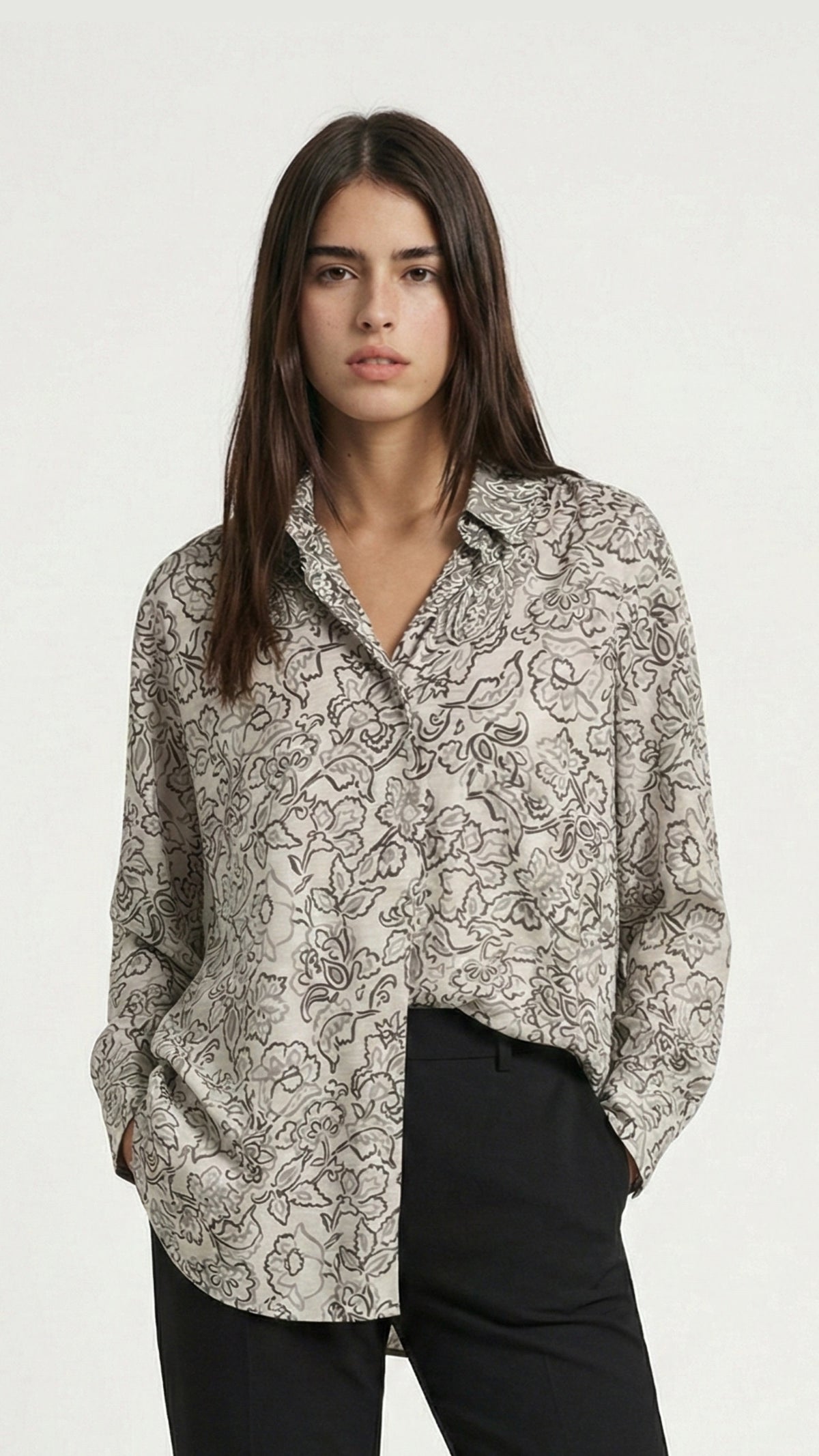 cream flower shirt