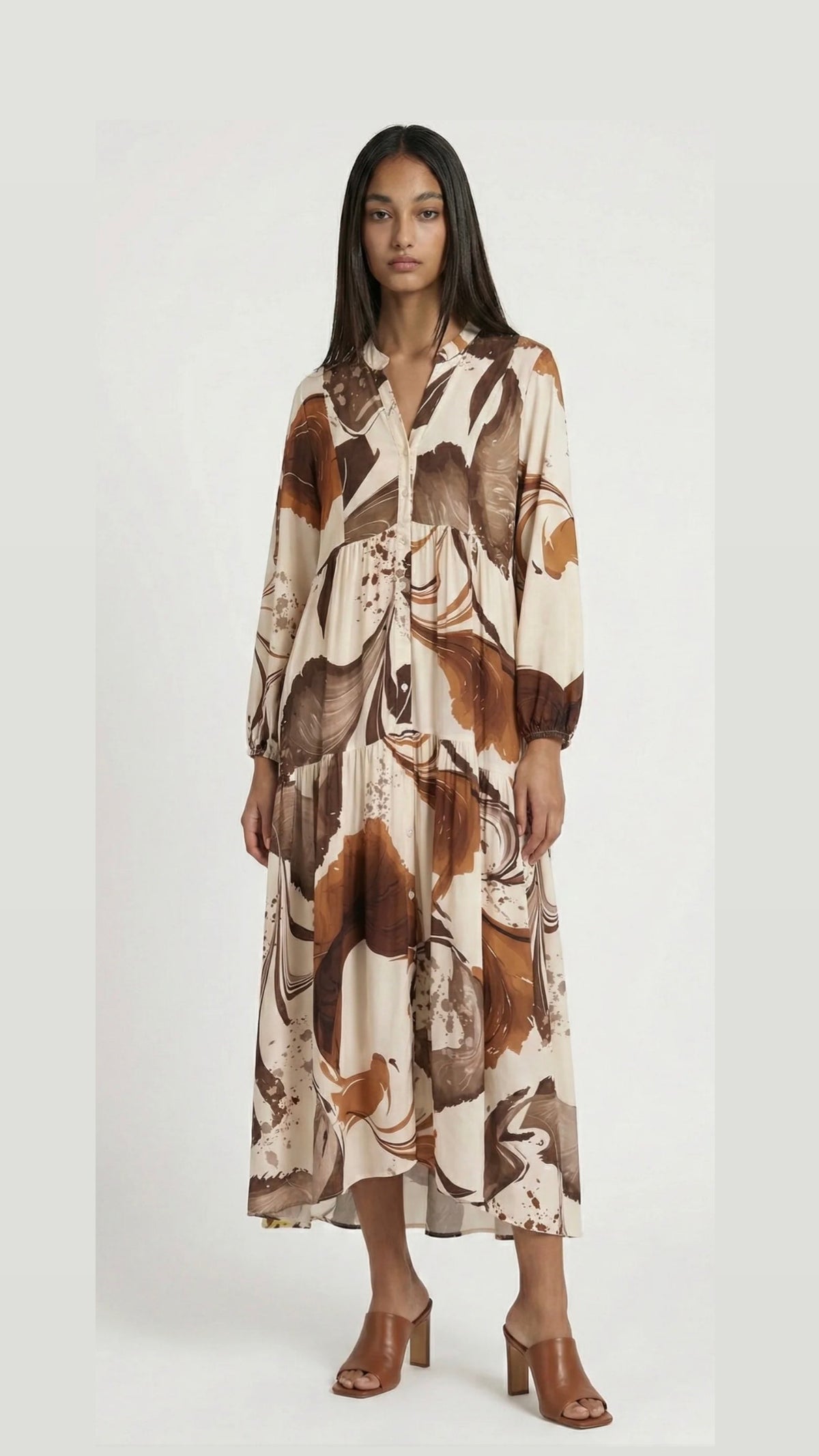 colorful brown dress
