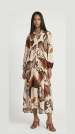 colorful brown dress