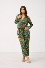 Floral Green Silk Set