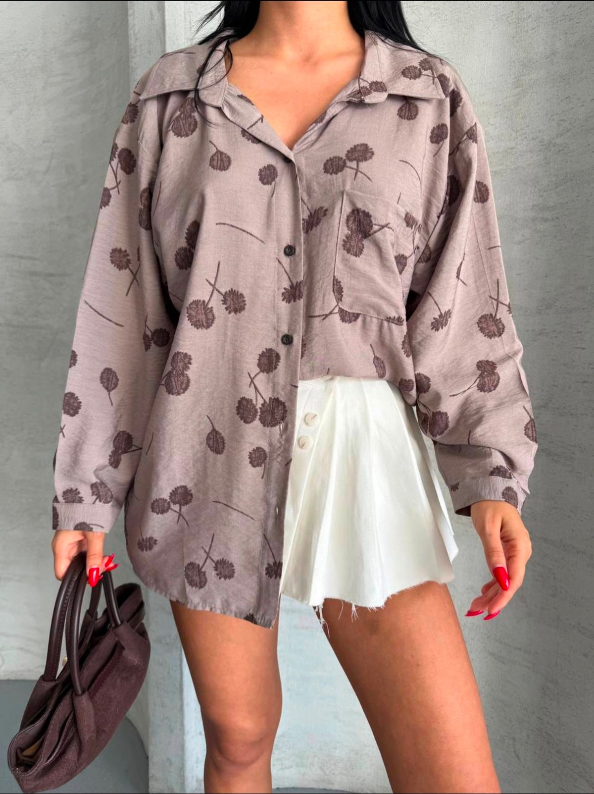 brown flowers shirt