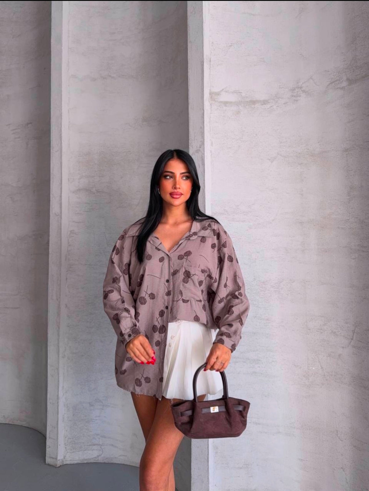 brown flowers shirt