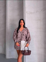 brown flowers shirt