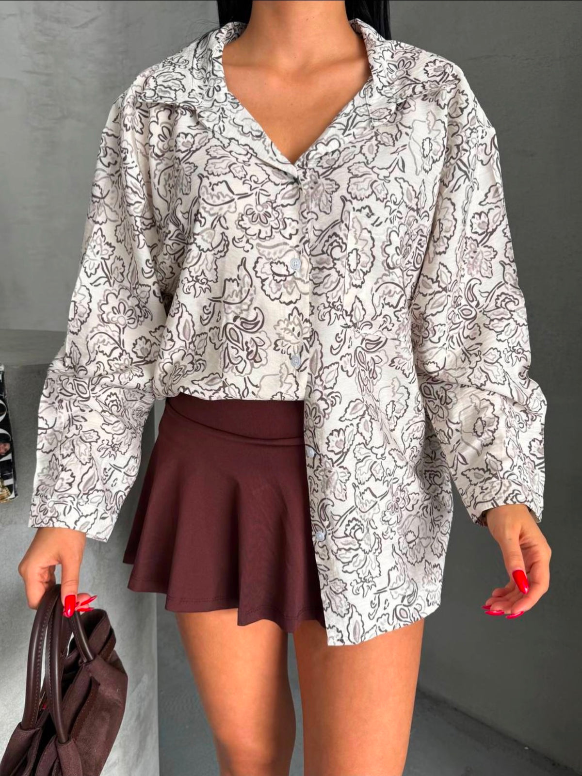 cream flower shirt