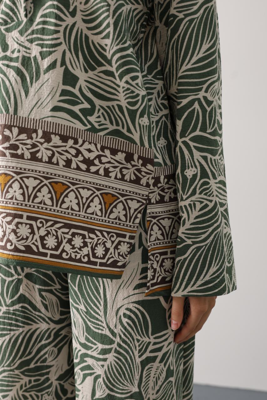 green leaf blouse set