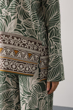 green leaf blouse set