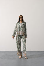 green leaf blouse set