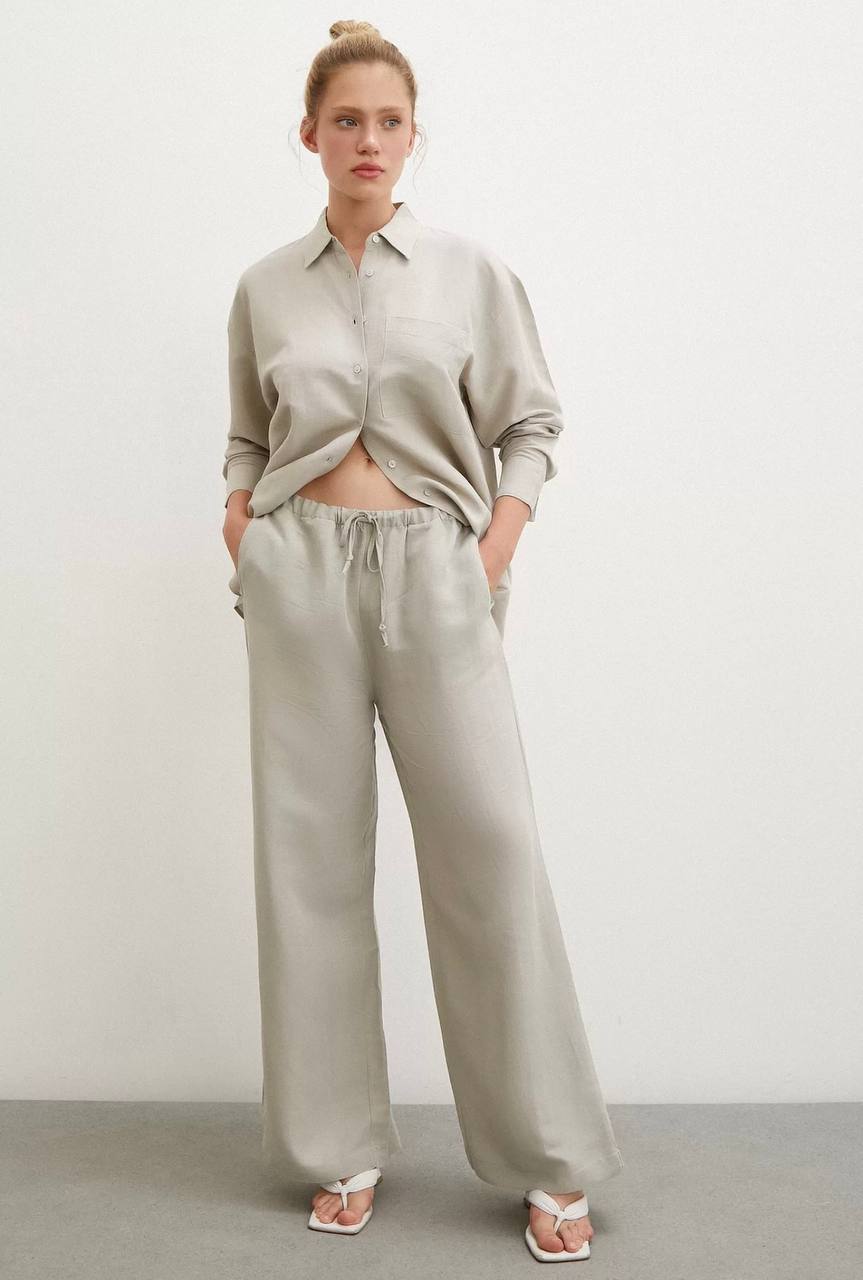 stone color linen set