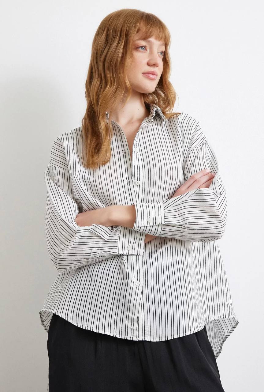 white black line shirt