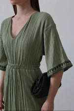 green emroidery dress
