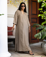 light brown linen dress