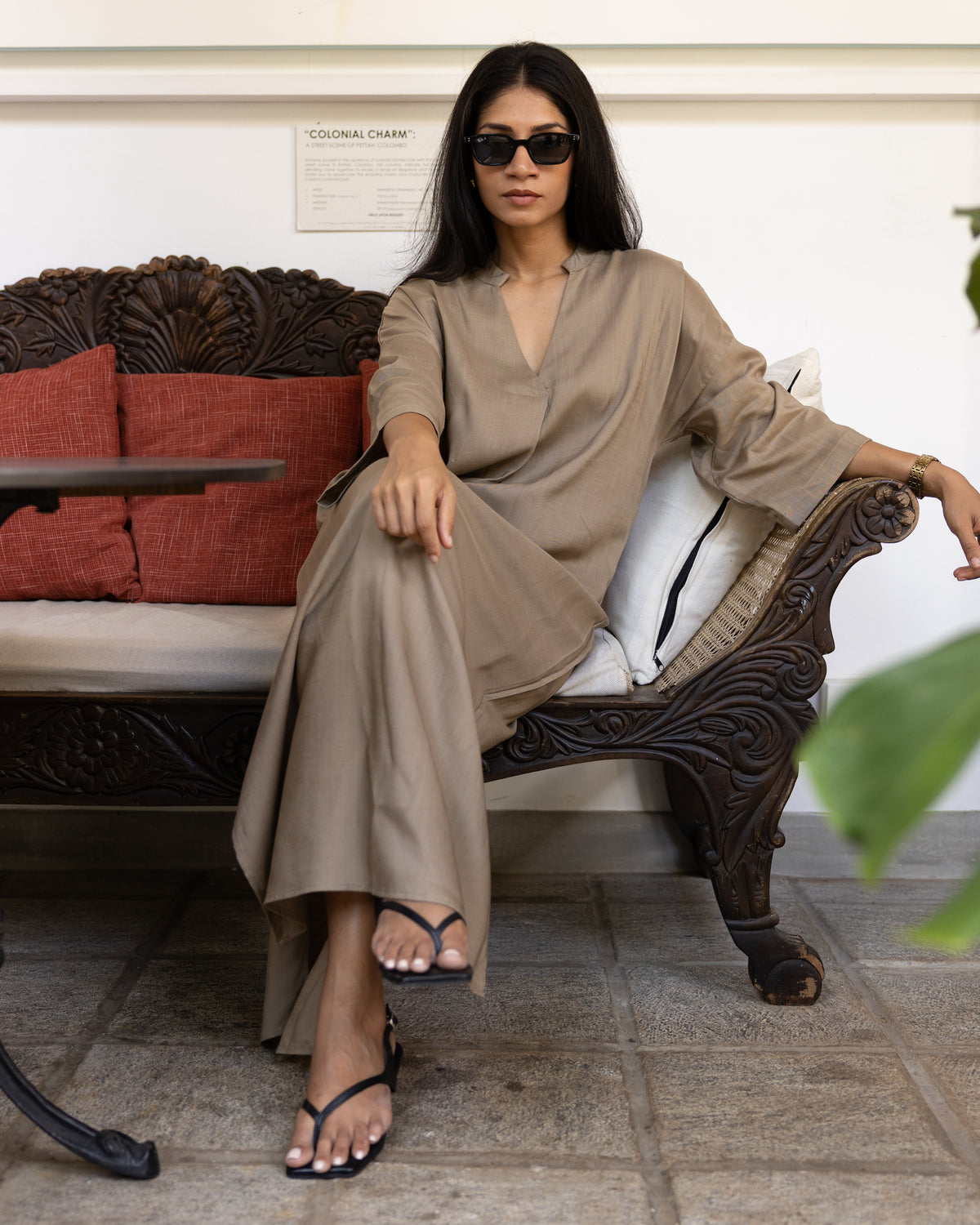 light brown linen dress