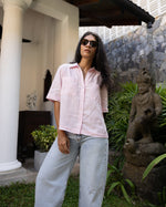 pink linen shirt