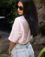 pink linen shirt