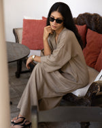 light brown linen dress