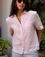pink linen shirt