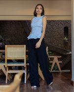 blue gingham peplum top