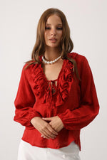 Frilly Red Blouse