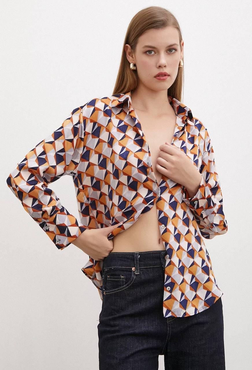 orange geometry shirt